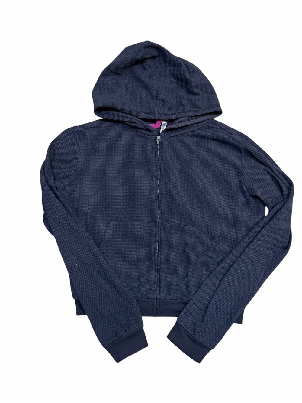 Fabletics Charcoal Waffle Knit Zip Up Hoodie Small